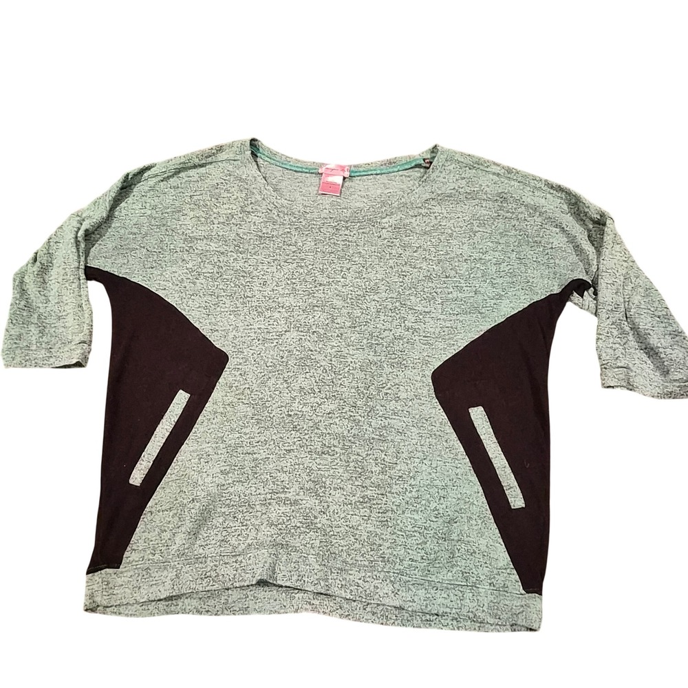 Juniper Ln Green Black Colorblock Knit Top 3/4 Sleeve RSM60223 Small